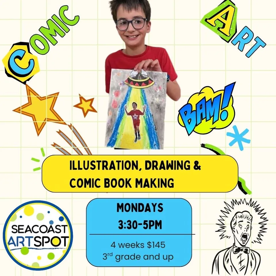 Kids Illustration, Drawing Camp; Comic Book Making 4 Week Class $145