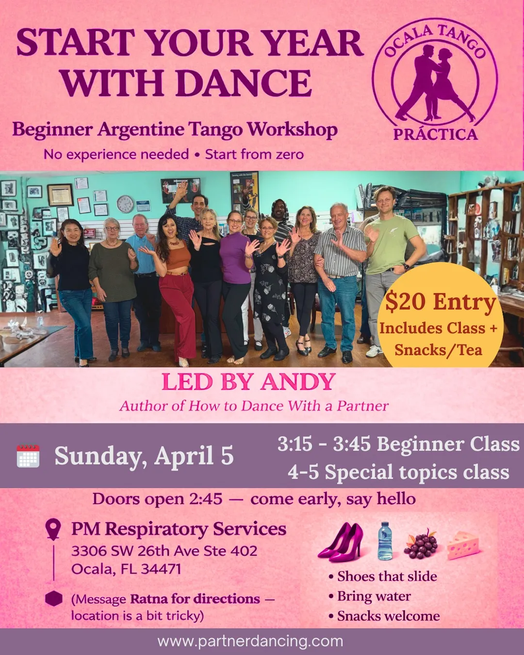 April Beginner Argentine tango workshop + practica w Andy